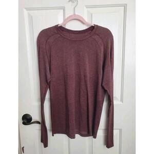 Lululemon Mens Swiftly Tech Long Sleeve Shirt M Burgandy READ